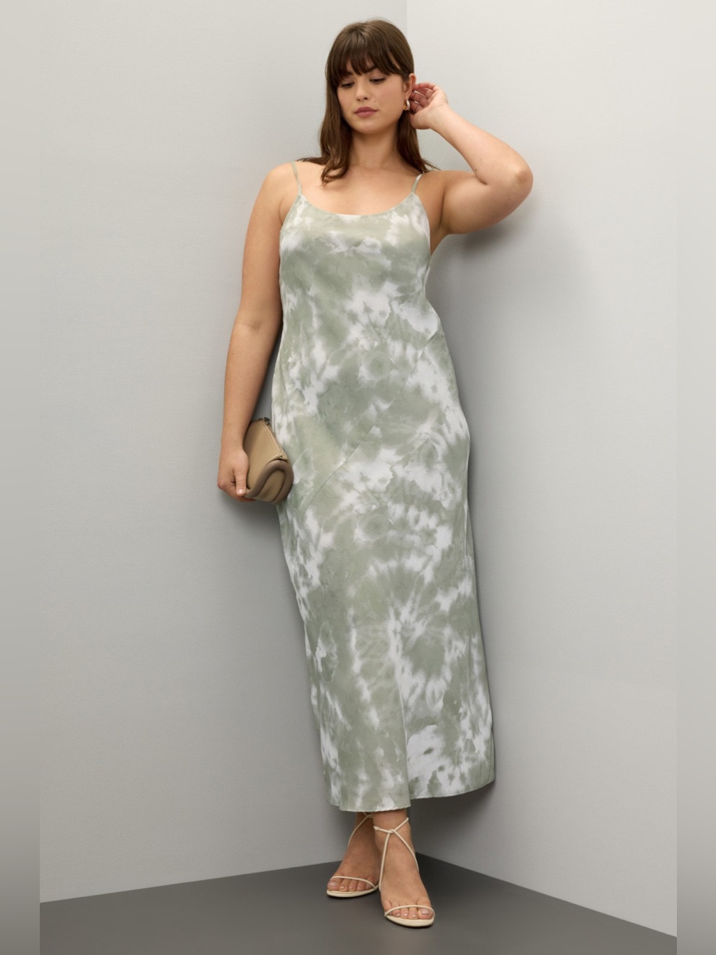 Sage Tie-Dye Slip Midi Dress - Women